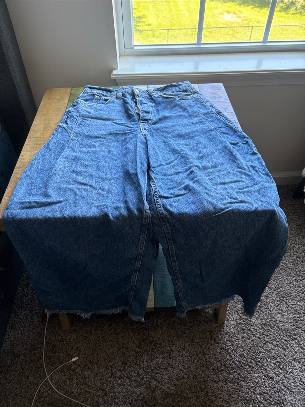 We The Free Blue High-Waist Wide-Leg Jeans